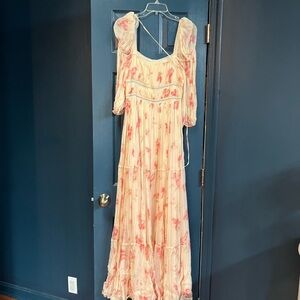 BHLDN Mabel Maxi Dress with Pink Floral Print